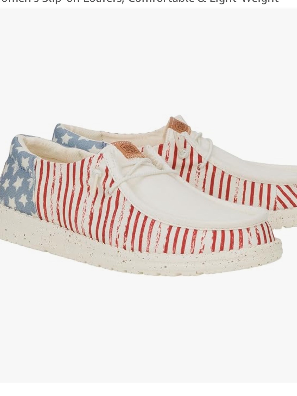 Hey dude Men's Flag-Print Canvas Slip-On Shoes - White/Red/Blue! New! 15